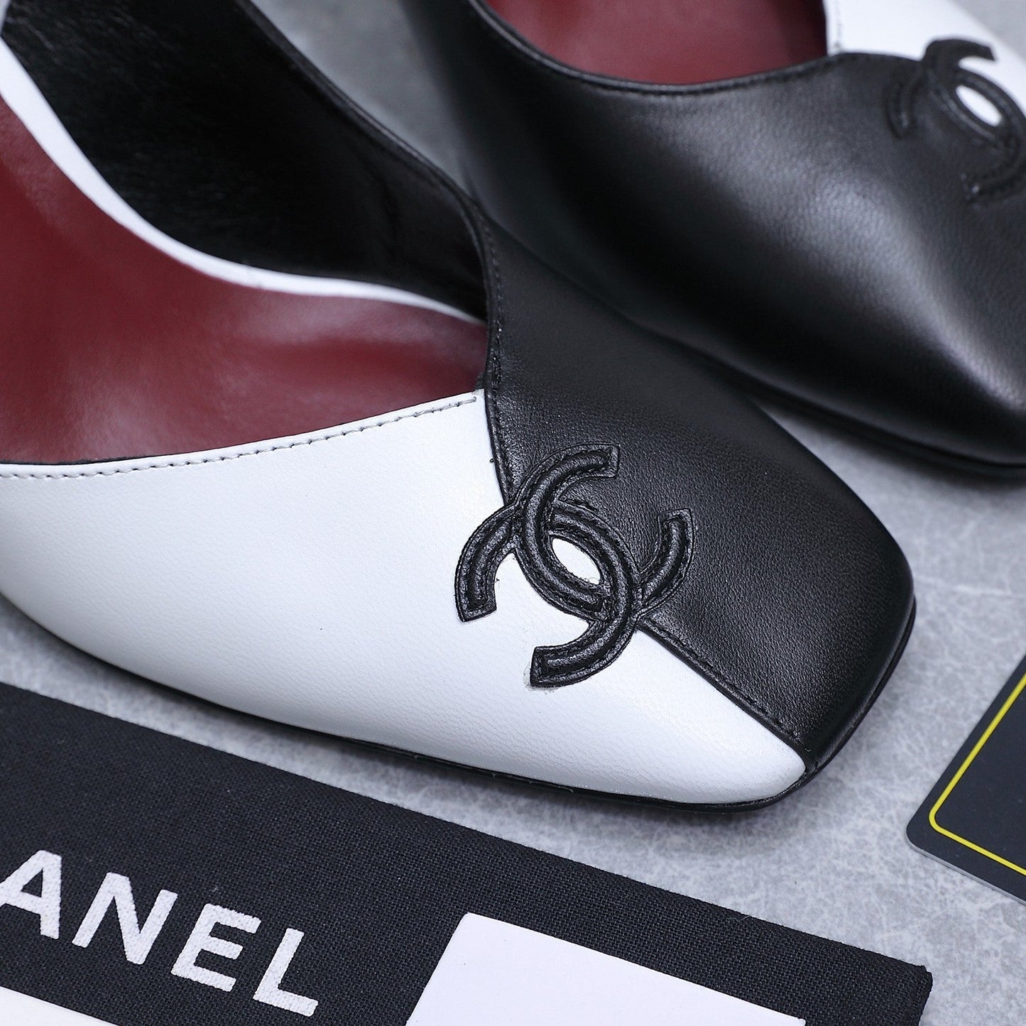 Chanel 2026 High-Heeled Slingback 85mm Black White Suede Leather 758408