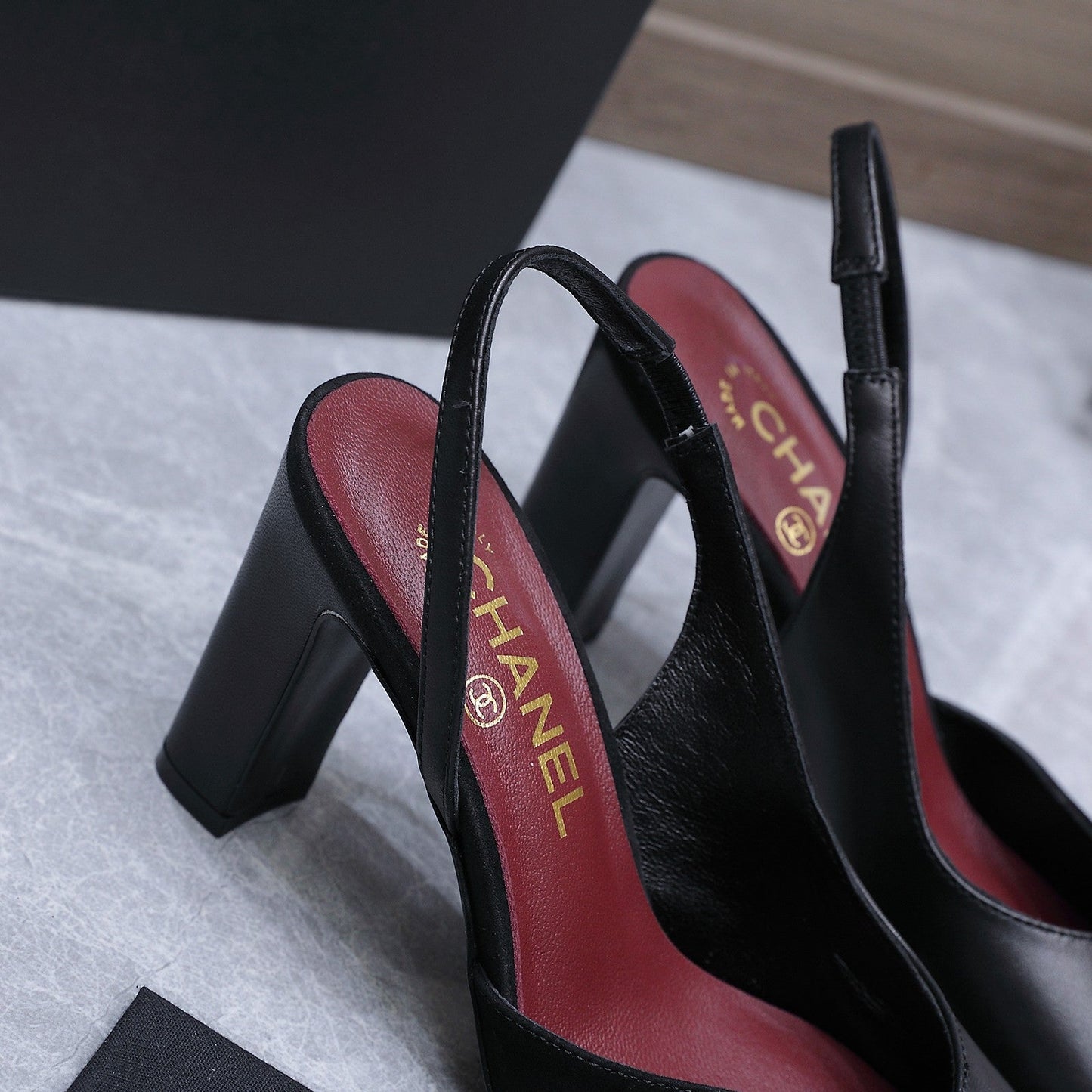 Chanel 2026 High-Heeled Slingback 60mm Black Suede Leather 758410