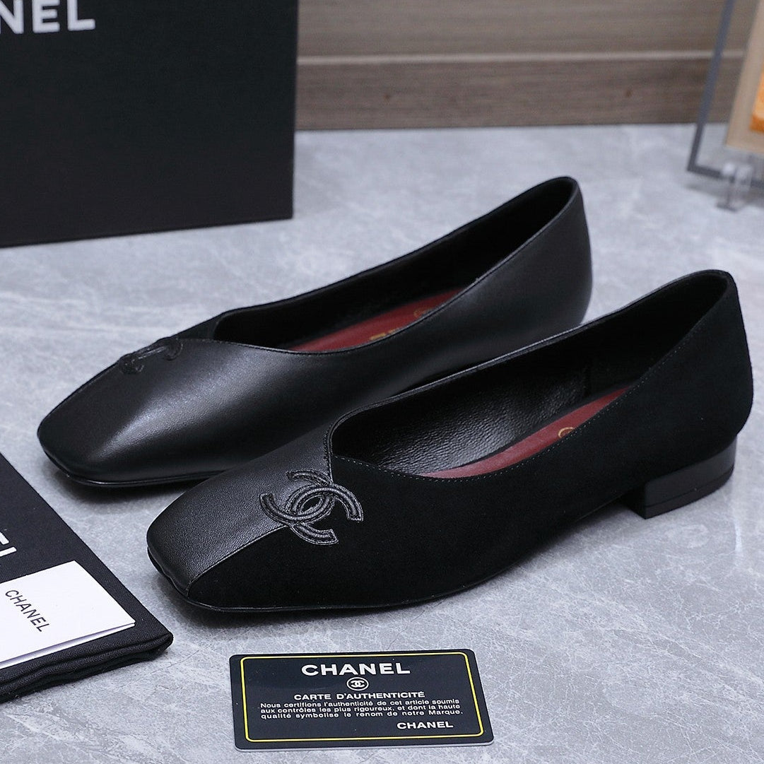 Chanel 2026 Ballet Flats Black Suede Sheepskin 758422