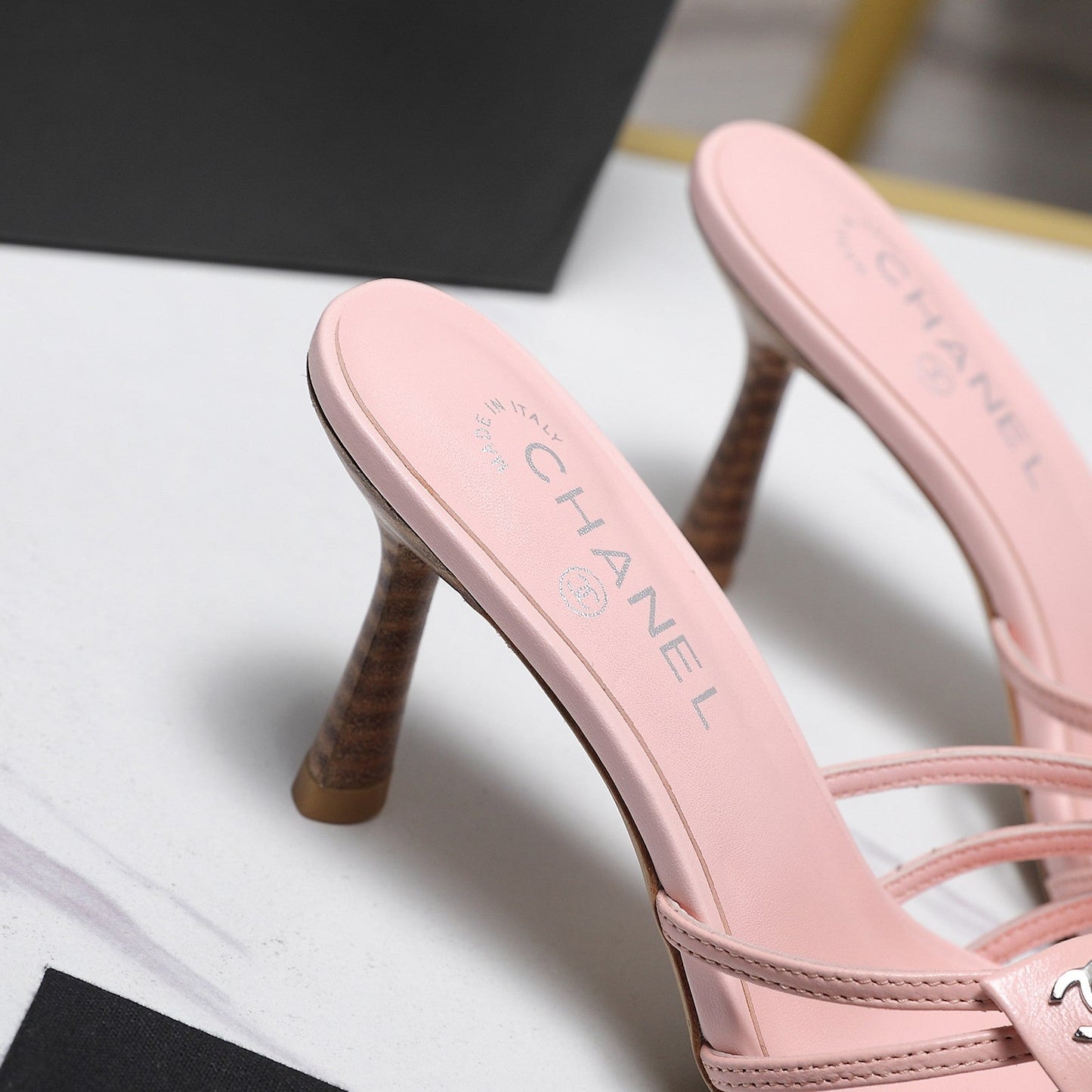 Chanel 2026 High-heeled Sandals With Delicate Bow 80mm Pink Cowhide 758429
