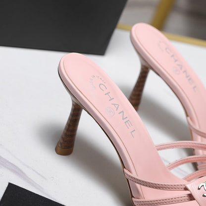 Chanel 2026 High-heeled Sandals With Delicate Bow 80mm Pink Cowhide 758429