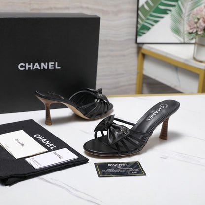 Chanel 2026 High-heeled Sandals With Delicate Bow 80mm Cowhide 758430