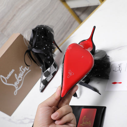 CL 2026 Doria Offenbee 105mm Pump Strass Tulle Leather 864004