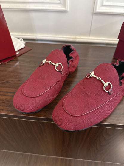GG 26SS Loafers Burgundy Monogram Canvas Leather 645955