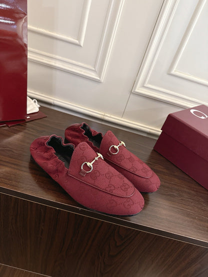 GG 26SS Loafers Burgundy Monogram Canvas Leather 645955