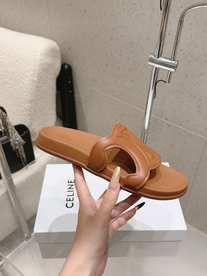 Celine 26 Triomphe Slide Sandals Calfskin 763171