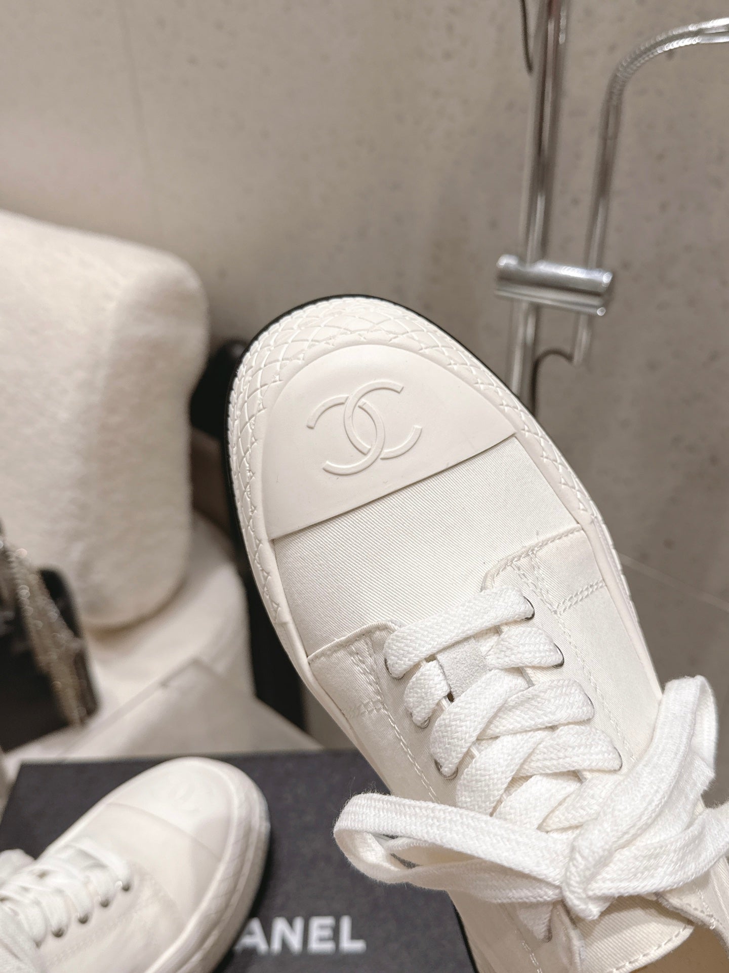 Chanel 2026 Panda Sneakers White Denim Leather 762921