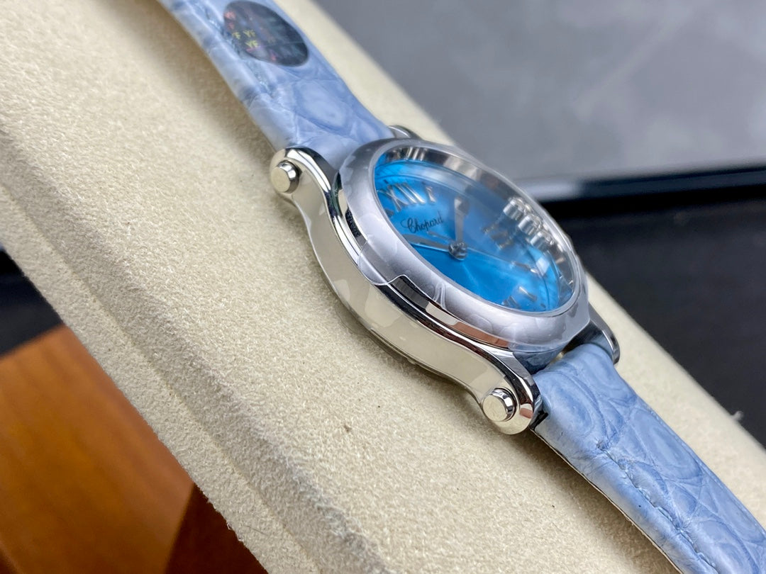 Happy Diamonds 30mm Silver Blue Dial