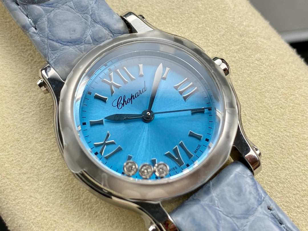 Happy Diamonds 30mm Silver Blue Dial