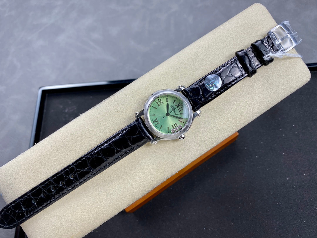 Happy Diamonds 30mm Silver Green Dial