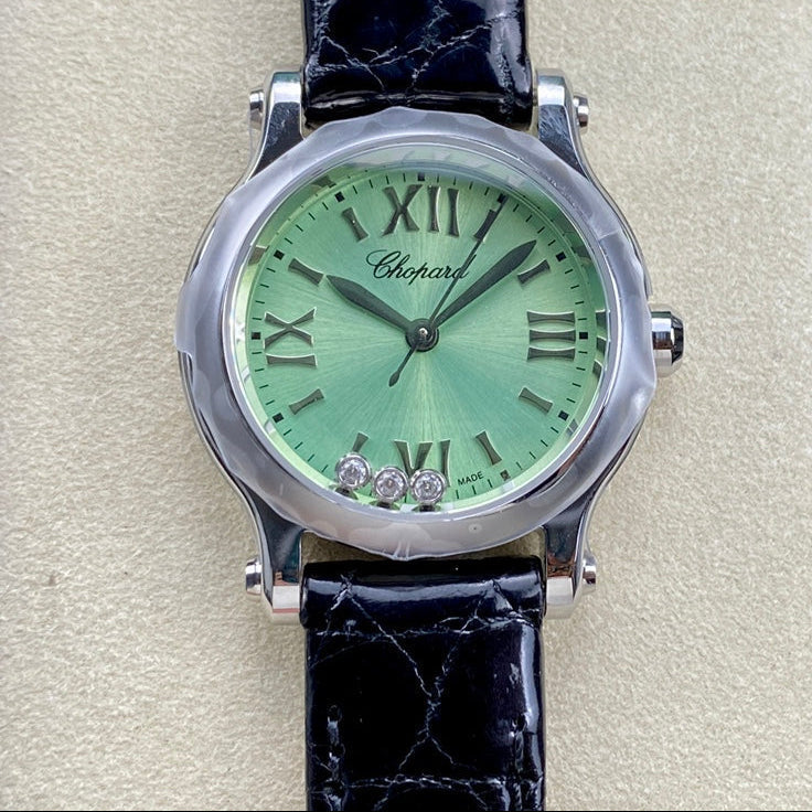 Happy Diamonds 30mm Silver Green Dial