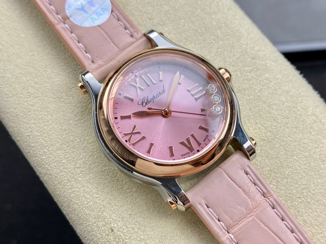 Happy Diamonds 30mm Pink Dial