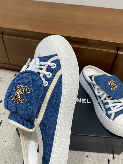 Chanel 2026 Platform Mule Sneakers Canvas Leather 790071