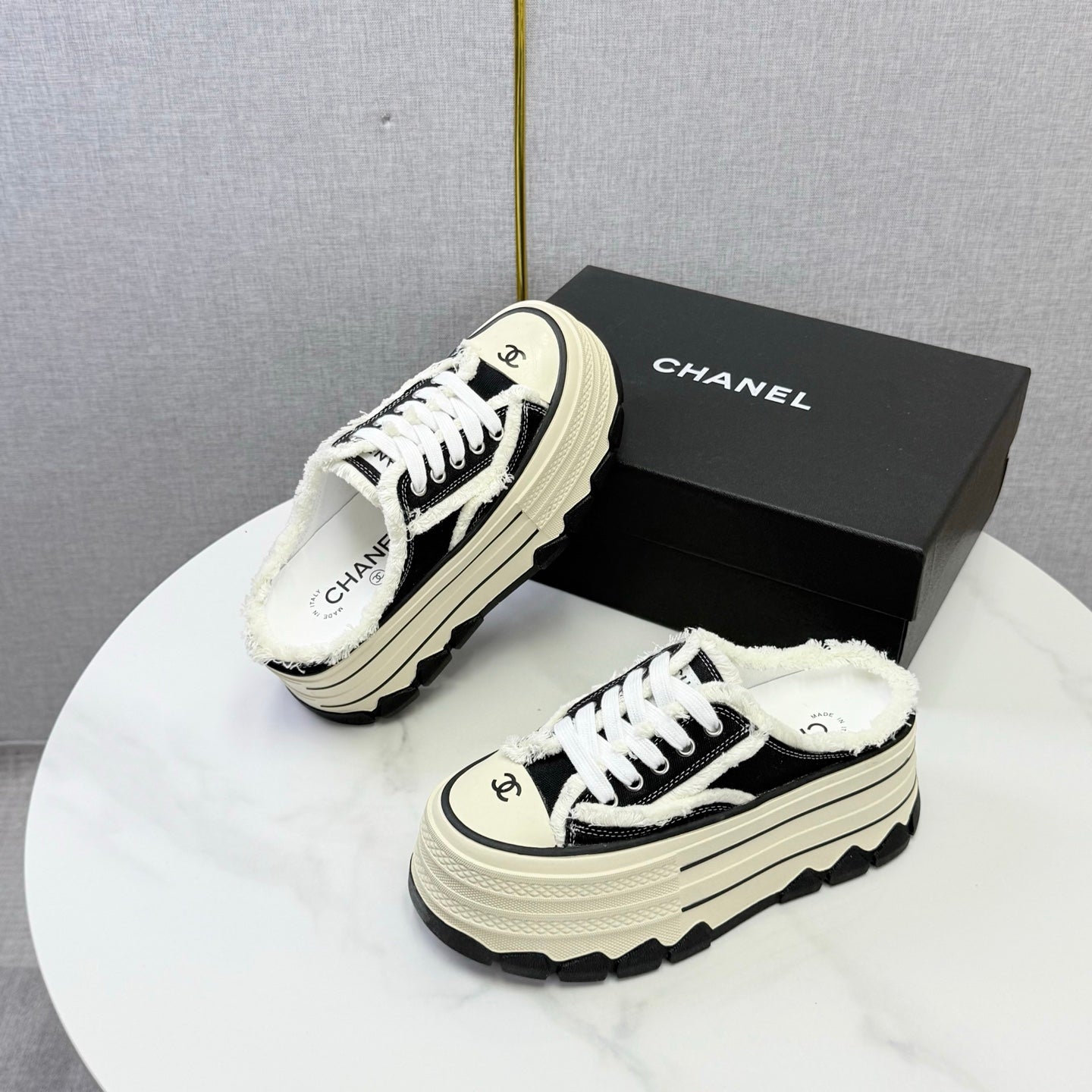 Chanel 2026 Flatform Mule Sneakers Canvas 801421