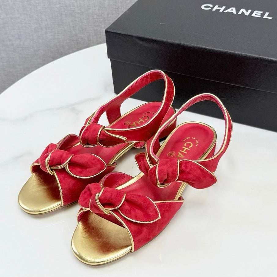 Chanel 2026 Slingback Sandals Bow Suede 801642