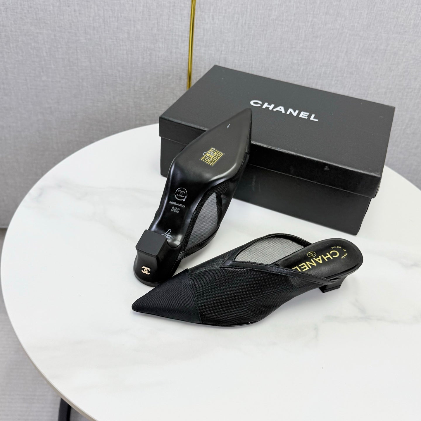 Chanel 2026 Mesh Mule Fabric Sheepskin 904436