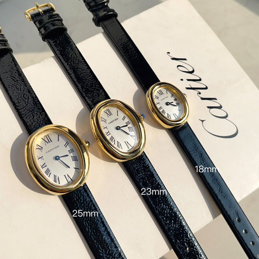 Baignoire Gold Case Black Leather Strap