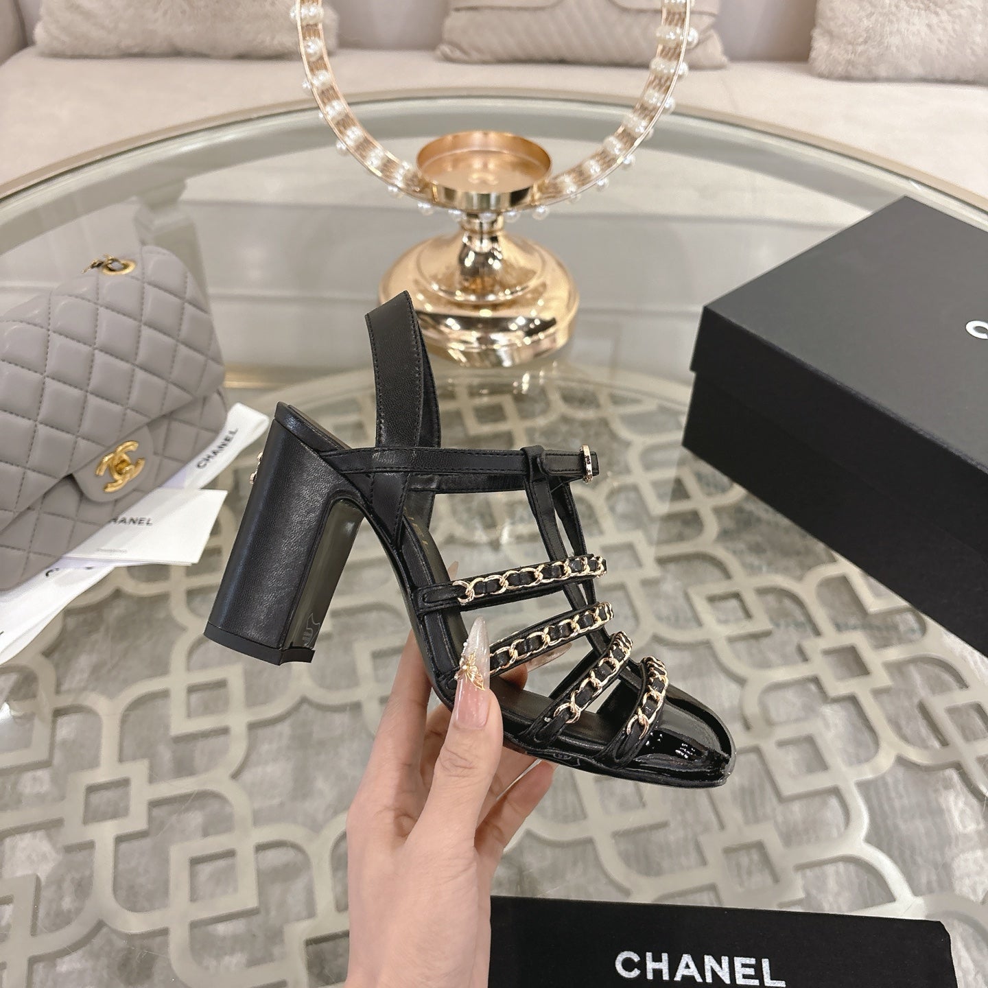 Chanel 2026 High-Heeled Sandals 8.5cm Lambskin Sheepskin 834423