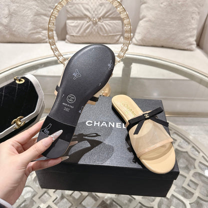 CC 26s Chunky Heel Sandals Beige Mesh Sheepskin 627068