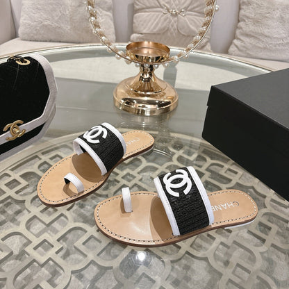 Chanel 2026 Newest Double C Slippers Leather Sheepskin 834459