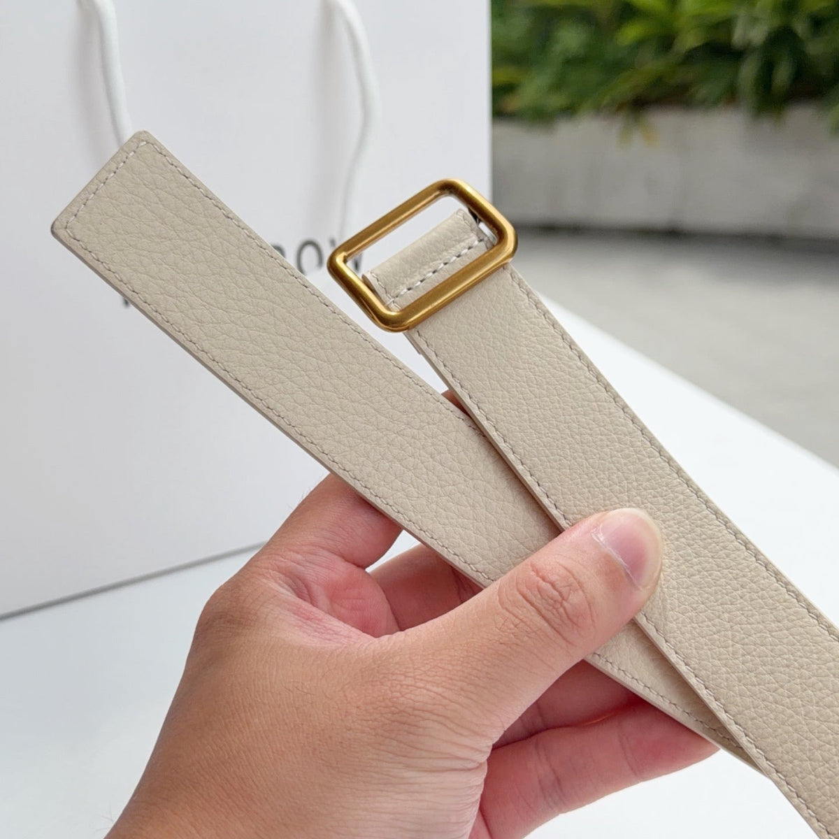 The Row Jin Belt 3cm Cream Gold Cowhide 211143