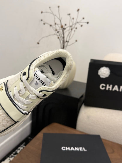 CC 26s Casual Sneaker Cream Tweed Leather 183603