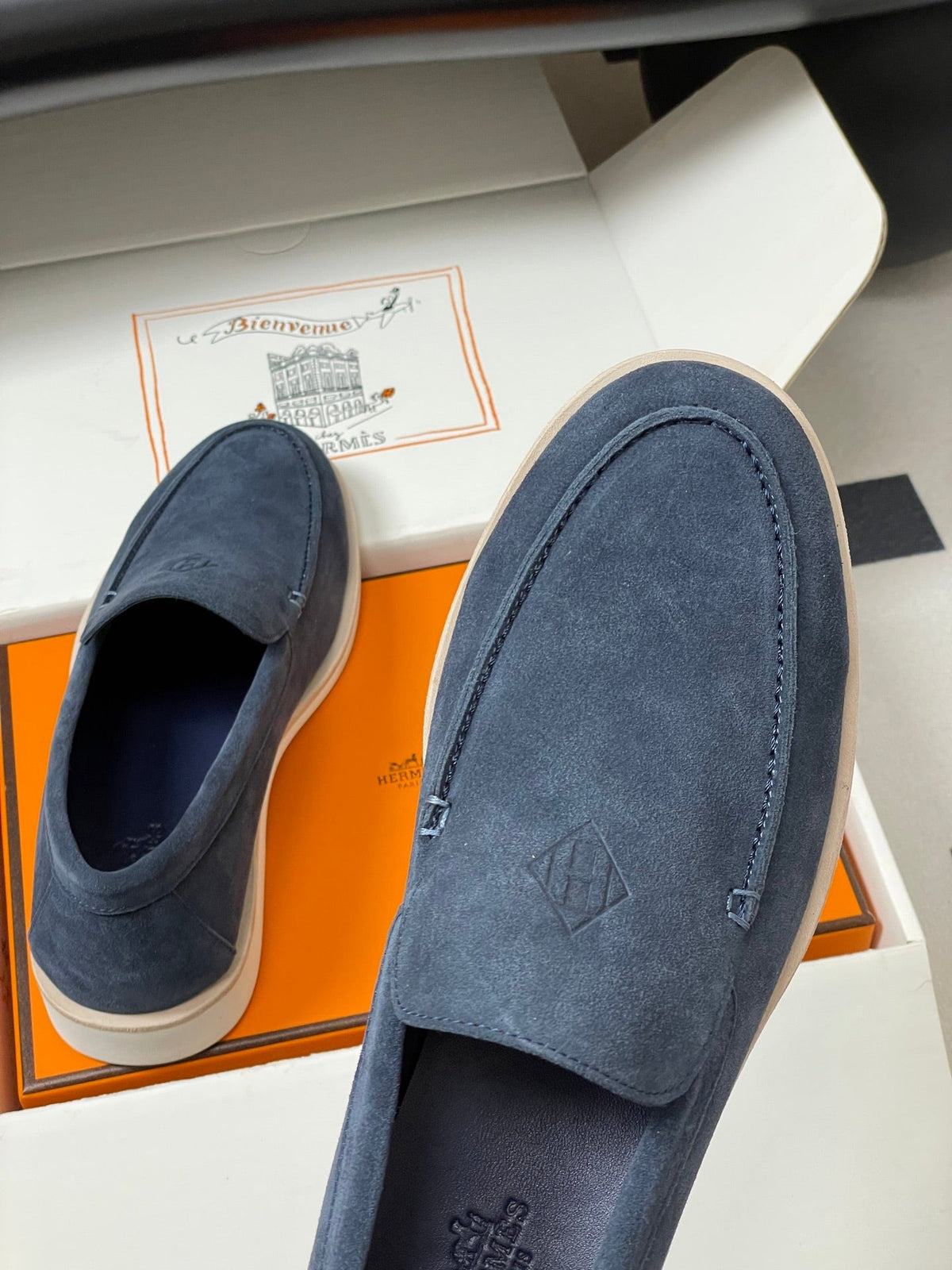 HM Low Loafers Blue Suede 593660