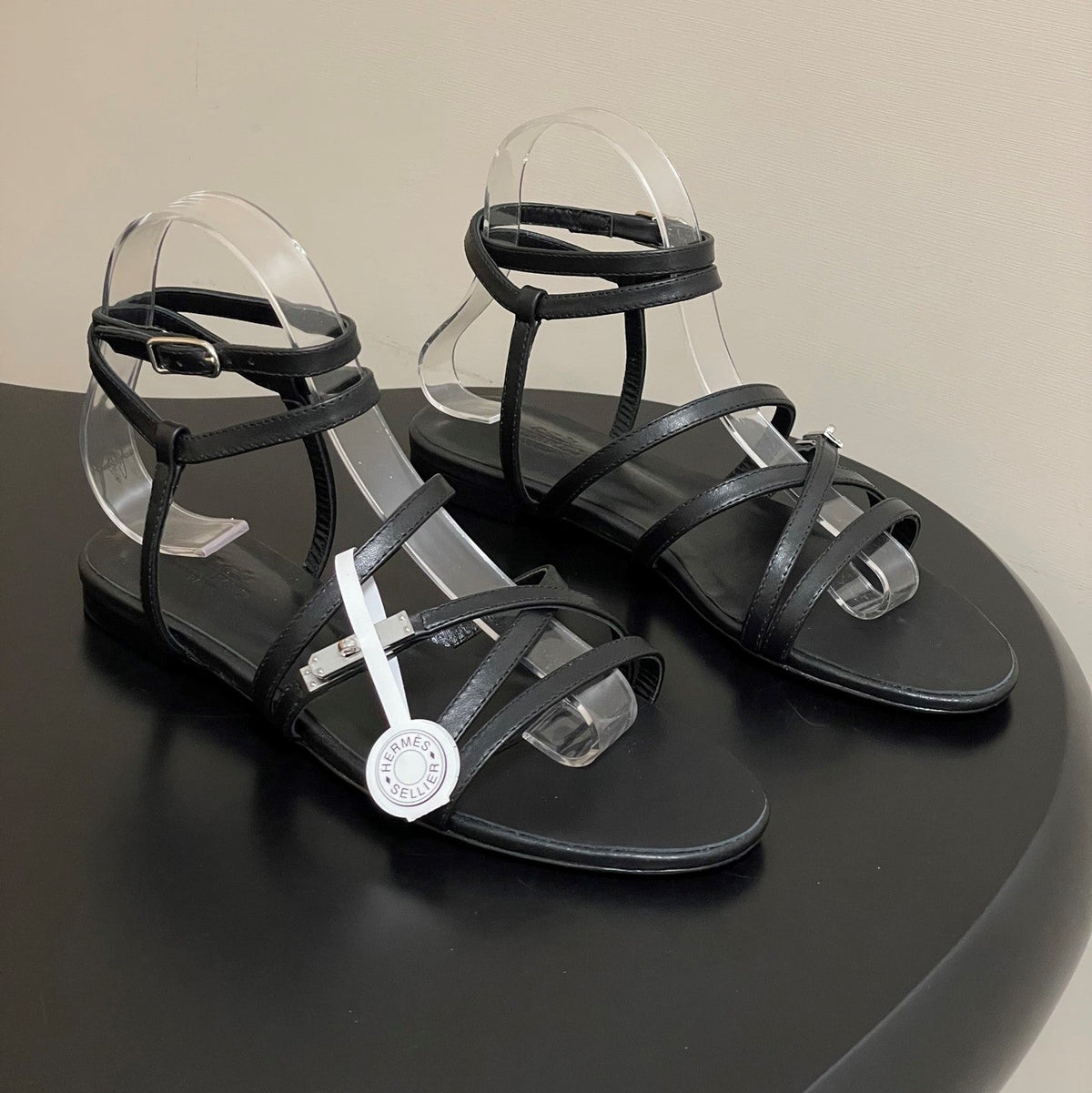 HM Lullaby Sandals Black Calfskin 593790