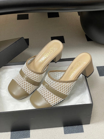 CC 26s High-Heeled Mules 65 Light Taupe Cowhide 649462