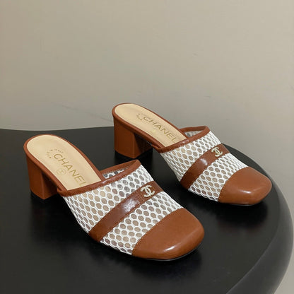 CC 26s High-Heeled Mules 65 Camel Brown Cowhide 649463