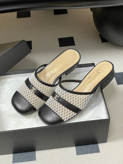 CC 26s High-Heeled Mules Black Cowhide 649467