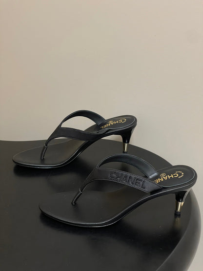 Chanel 2026 High-Heeled Flip-Flops Leather Sheepskin 834697
