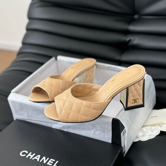 cc sandal 70 beige quilted calfskin