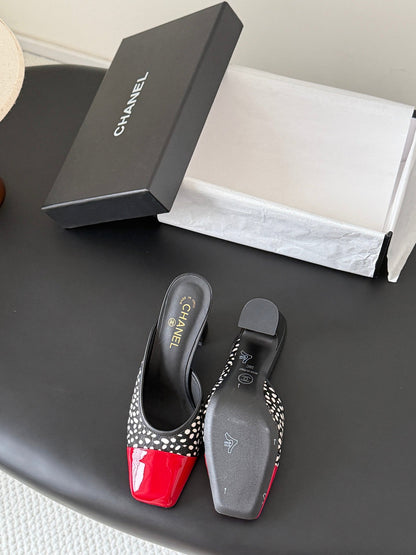 CC 2026 Mary Jane Mule 70 Black Red Patent Leather 700434