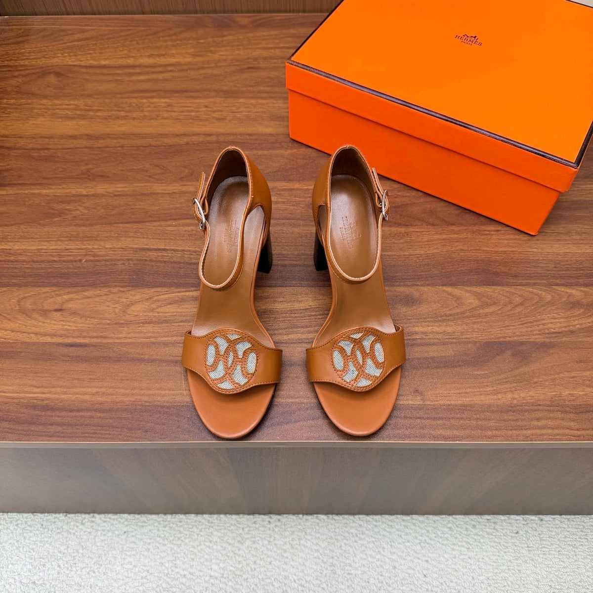HM 26s Marquise Sandal 85mm In Camel Brown Calfskin
