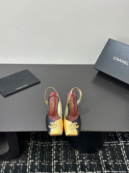 CC 2026 Slingback 75 Black Gold Cowhide 668140