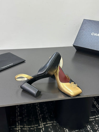 CC 2026 Slingback 75 Black Gold Cowhide 668140