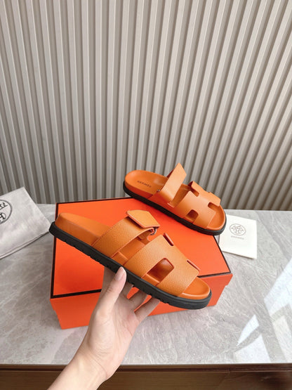 HM 26ss Slippers Orange Genuine Leather 618573