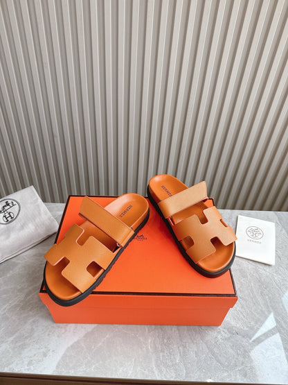 HM 26ss Slippers Orange Genuine Leather 618573