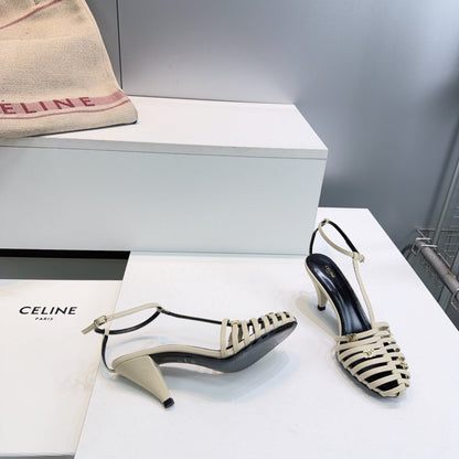 Celine 26 Cage Heeled Sandals 65mm Sheepskin 741768
