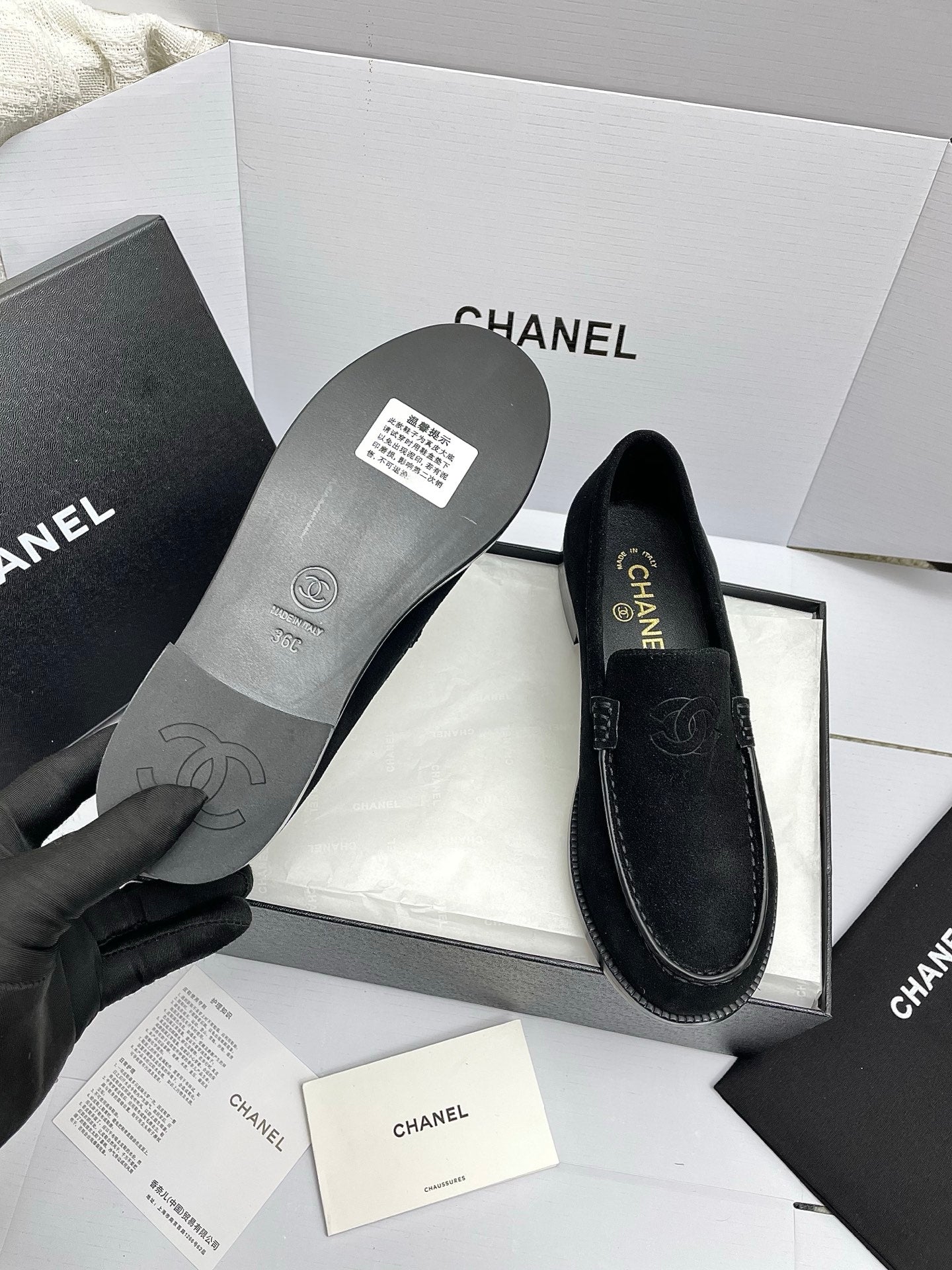CC 26s Double C Loafers Black Suede 645306