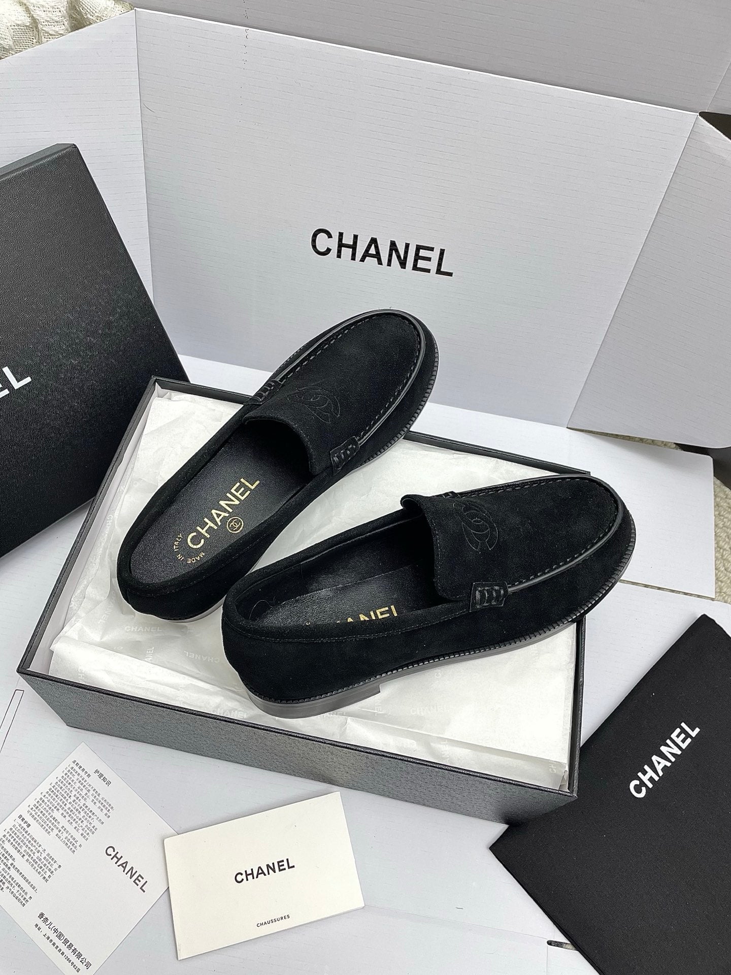 CC 26s Double C Loafers Black Suede 645306