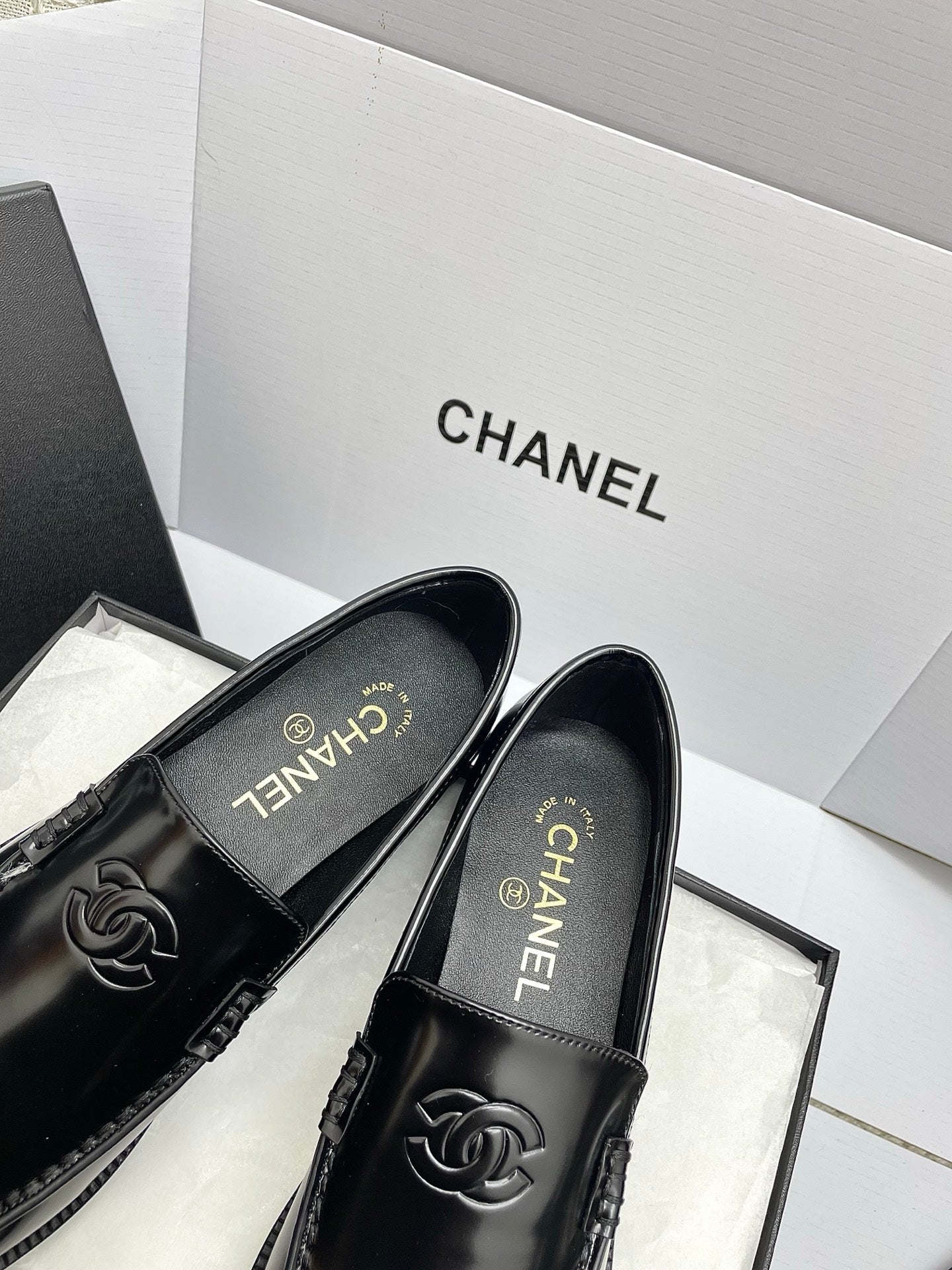 CC 26s Double C Loafers Black Calfskin 645307