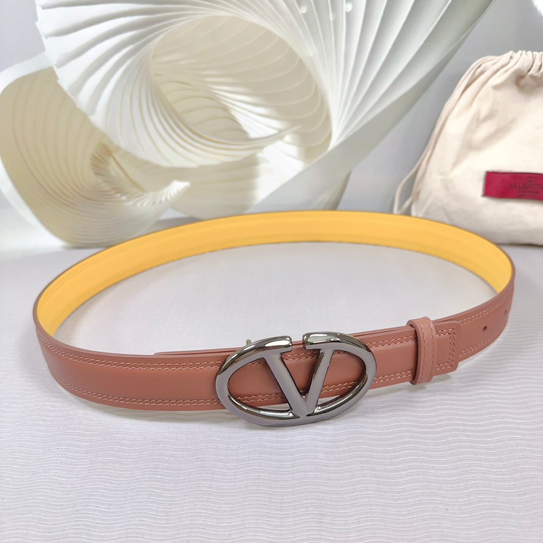 The Bold Edition Belt 30mm Brown Yellow Calfskin Black Buckle
