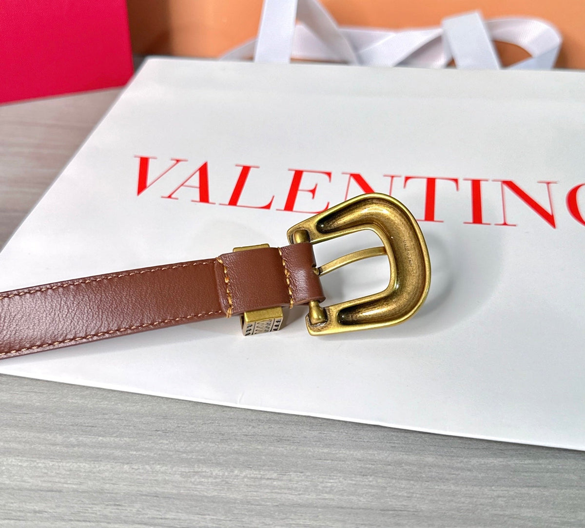 Valentino VLogo Signature Belt 2.0cm Brown Cowhide 202892