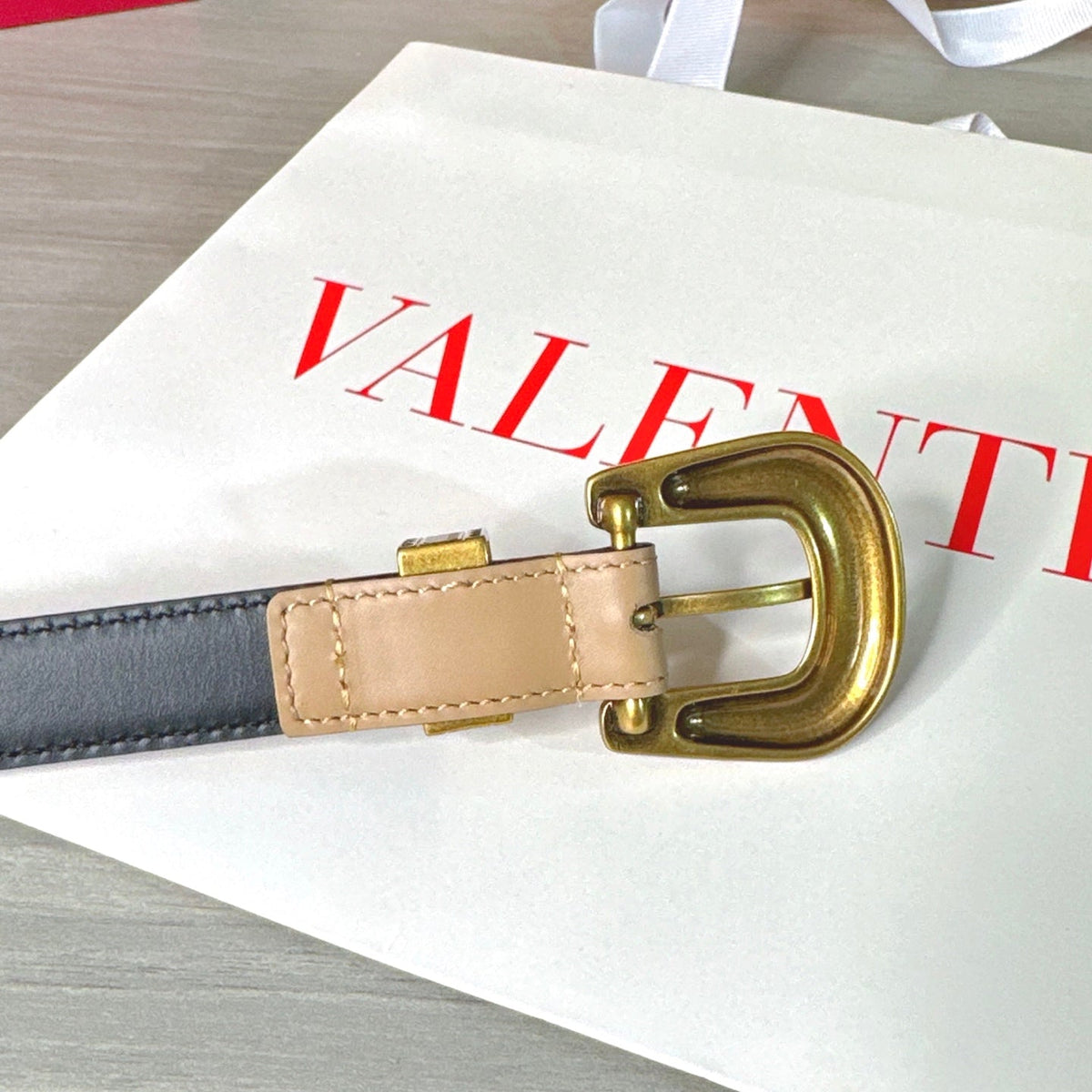 Valentino VLogo Signature Belt 2.0cm Beige Cowhide 202890