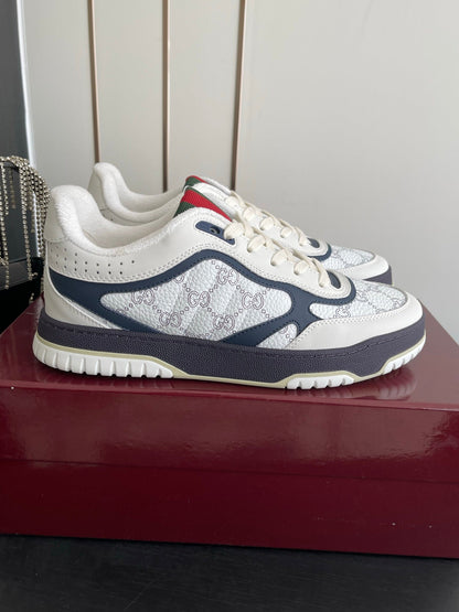 GG 26 Couple Sneakers White Navy  Blue Cowhide 631675