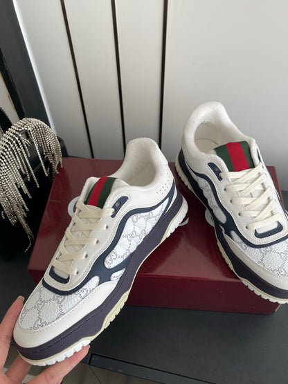 GG 26 Couple Sneakers White Navy  Blue Cowhide 631675