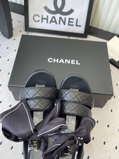 CC 26s Platform Sandals 75 Black Sheepskin 650087