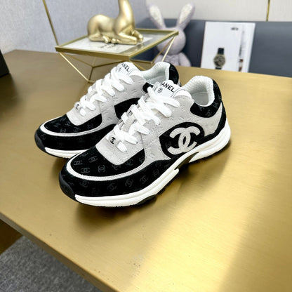 CC 2026 Casual Sneakers Black White Monogram Suede 668047